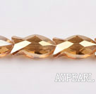 Crystal Beads, Gold Champagne Color, 11*12*25mm fish shape, Sold per 13.98-inch strand