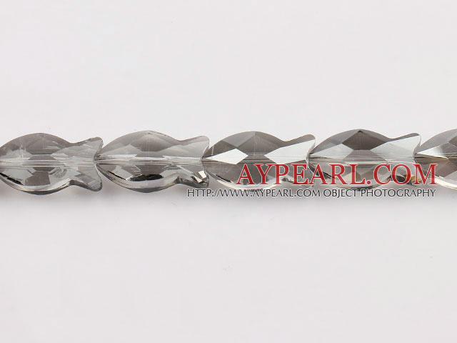 Crystal Beads, Grey, 11*12*25mm transparant fish shape, Sold per 13.98-inch strand