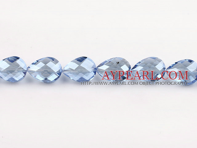 Crystal Beads, Light Blue, 10*14*18mm straight hole, drop shape, Sold per 14.2-inch strand
