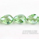 Crystal Beads, Fruit Green, 10*14*18mm straight hole, drop shape, Sold per 14.2-inch strand
