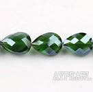 Crystal Beads, Olive Green, 10*14*18mm straight hole, drop shape, Sold per 14.2-inch strand