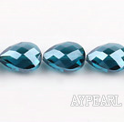 Crystal Beads, Malachite Blue, 10*14*18mm straight hole, drop shape, Sold per 14.2-inch strand