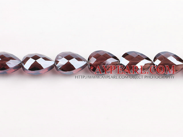 Crystal Beads, Purple, 10*14*18mm straight hole, drop shape, Sold per 14.2-inch strand