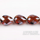 Crystal Beads, Dark Red, 10*14*18mm straight hole, drop shape, Sold per 14.2-inch strand