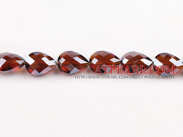 Crystal Beads, Dark Red, 10*14*18mm straight hole, drop shape, Sold per 14.2-inch strand