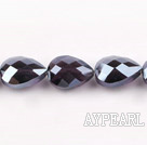 Crystal Beads, Dark Purple, 10*14*18mm straight hole, drop shape, Sold per 14.2-inch strand