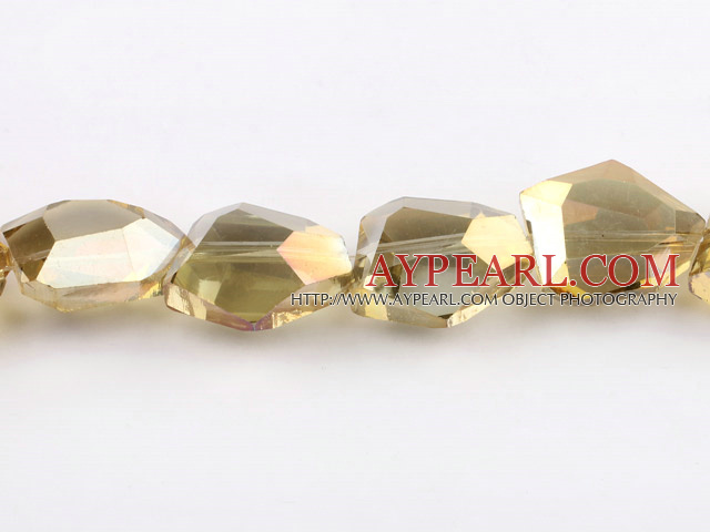 manmade crystal beads,13*20*21mm with angles,yellow,Sold per 13.78-inch strands