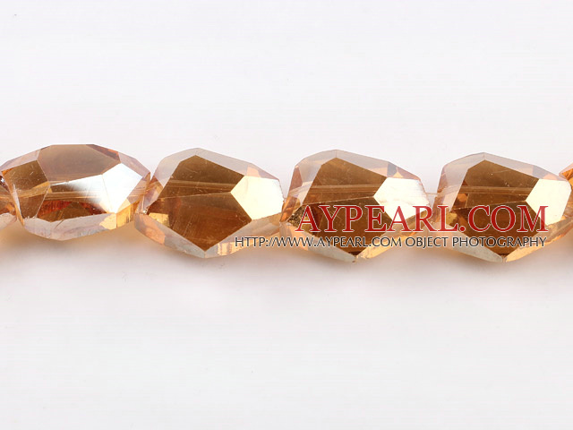 manmade crystal beads,13*20*21mm with angles,amber,Sold per 13.78-inch strands