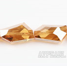Lampwork Glass Crystal Beads, Amber Color, 10*17*28mm knife shape, plating color,Sold per 13.78-inch strands