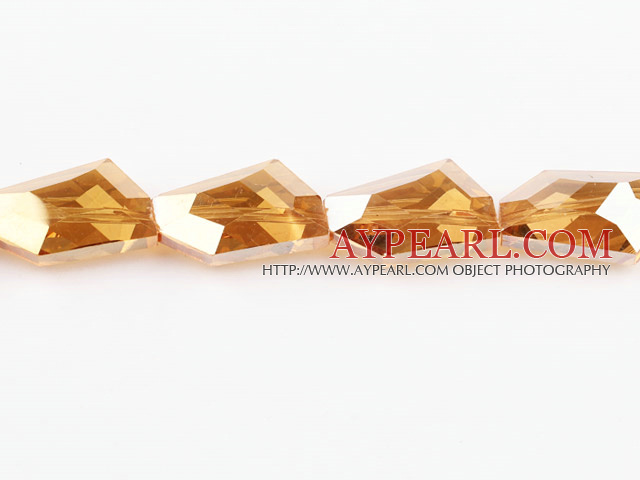 Lampwork Glass Crystal Beads, Amber Color, 10*17*28mm knife shape, plating color,Sold per 13.78-inch strands