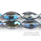 Crystal Beads, Blue, 9*12*25mm colorized, horse eye shape, Sold per 13.39-inch strand