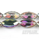 Crystal Beads, Green, 9*12*25mm colorized, horse eye shape, Sold per 13.39-inch strand