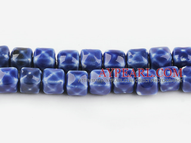 Porcelain beads,14*14mm cube,blue,sold per 14.96-inch strand