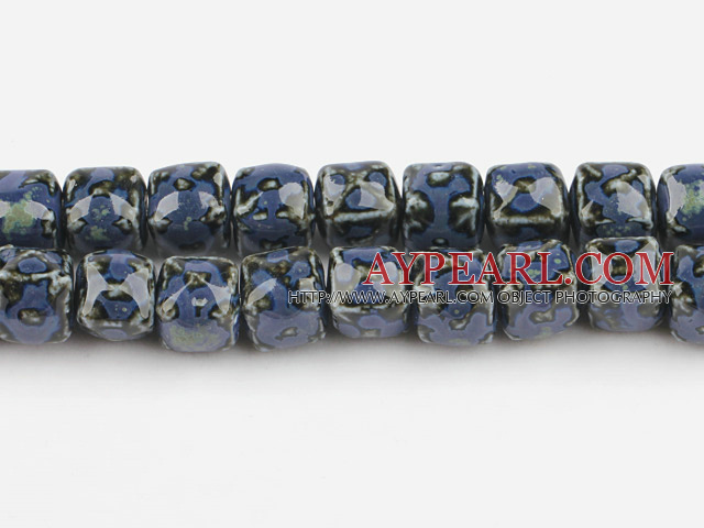 Porcelain beads,14*14mm cube,dark blue,sold per 14.96-inch strand