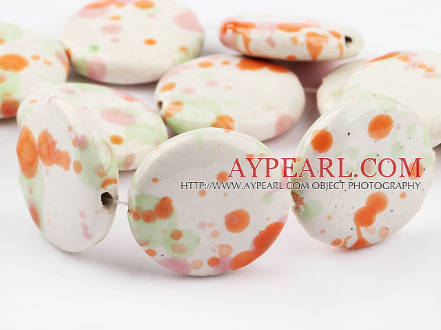 Porcelain beads,15*30mm flat oval,Sold per 14.57-inch strand