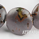 Porcelain beads,15*30mm flat oval,brown,Sold per 14.57-inch strand