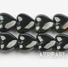 Porcelain beads,7*15mm heart, black,sold per 14.17-inch strand