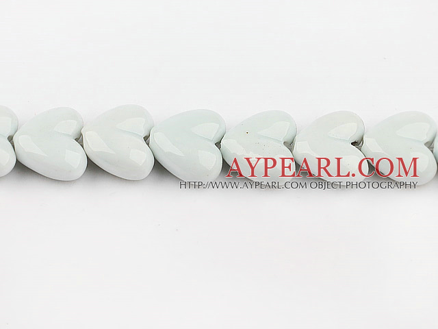 Porcelain beads,10*18*20mm heart, light green,sold per 14.57-inch strand