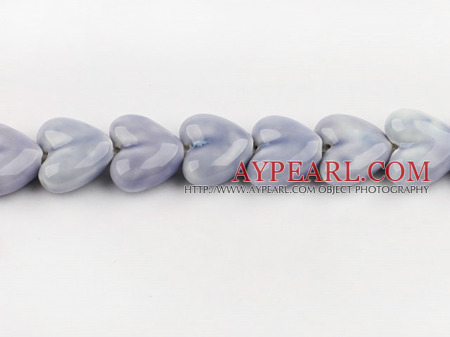 Porcelain beads,10*18*20mm heart, light purple,sold per 14.57-inch strand