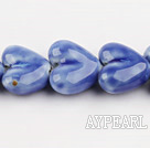 Porcelain beads,10*18*20mm heart, light blue,sold per 14.57-inch strand