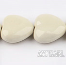 Porcelain Beads, Ivory White, 12*25*25mm wo heart shape, Sold per 15-inch strand