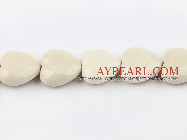 Porcelain Beads, Ivory White, 12*25*25mm wo heart shape, Sold per 15-inch strand