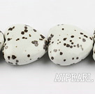 Porcelain Beads, Ivory White, 12*25*25mm spots, heart shape, Sold per 15-inch strand