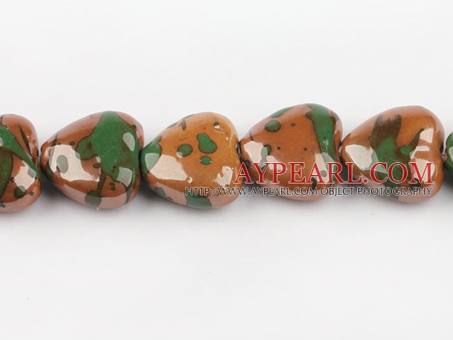 Porcelain Beads, Orange, 12*25*25mm heart shape, Sold per 15-inch strand