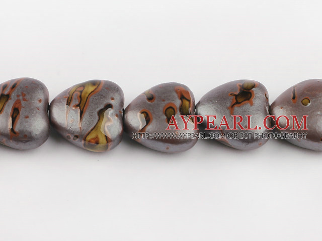 Porcelain Beads, Brown, 12*25*25mm heart shape, Sold per 15-inch strand