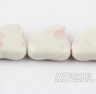 Porcelain Beads, White, 10*25mm heart shape, Sold per 13.78-inch strand