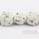 Porcelain Beads, White, 18*20mm carved biparamid, Sold per 15-inch strand