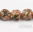 Porcelain Beads, Colorful, 18*20mm carved biparamid, Sold per 15-inch strand