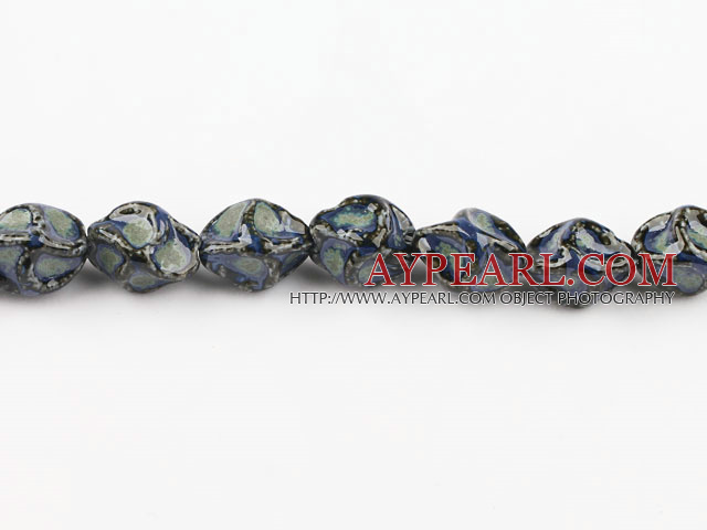 Porcelain Beads, Blue, 10*20mm heterotypic, Sold per 14.17-inch strand