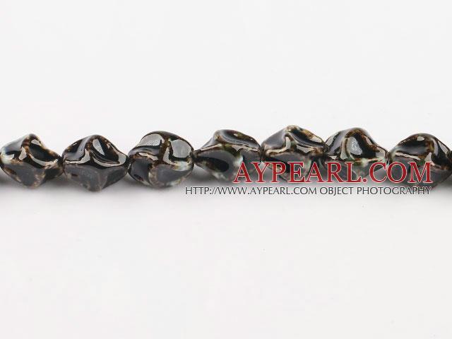 Porcelain Beads, Black, 10*20mm heterotypic, Sold per 14.17-inch strand