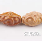 Porcelain Beads, Brown, 17*30mm waved rice shape, Sold per 10.63-inch strand