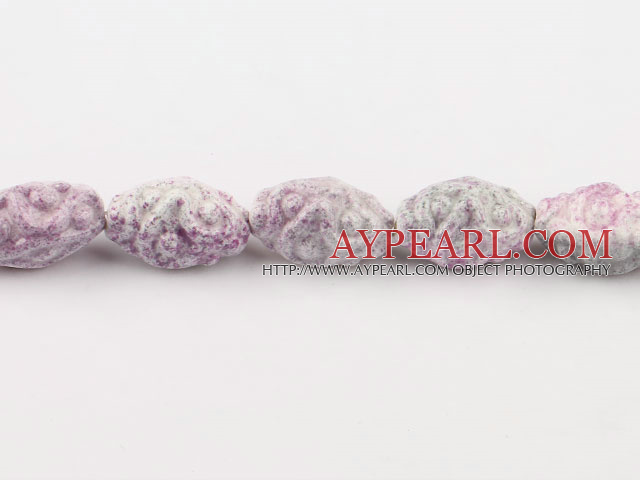 Porcelain Beads, Pink, 17*30mm waved rice shape, Sold per 10.63-inch strand