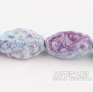 Porcelain Beads, Purple, 17*30mm waved rice shape, Sold per 10.63-inch strand