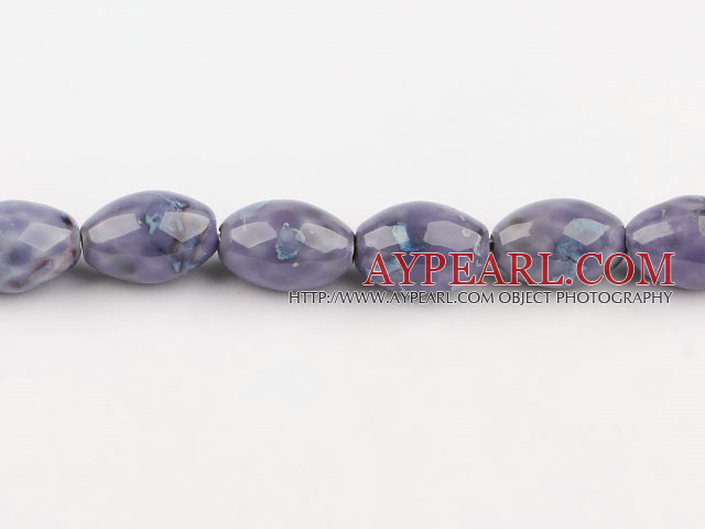 Porcelain Beads, Purple, 17*25mm rice shape, Sold per 15-inch strand