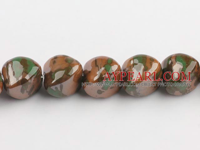 Porcelain Beads, Dark Amber Color, 22mm stereo heart shape, Sold per 8.7-inch strand