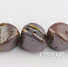 Porcelain Beads, Brown, 22mm stereo heart shape, Sold per 8.7-inch strand