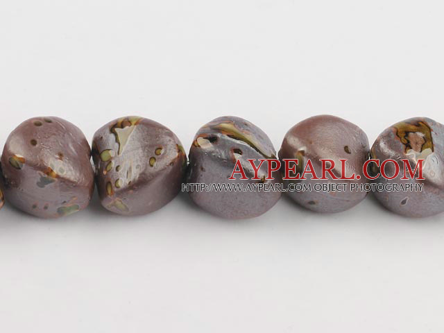 Porcelain Beads, Brown, 22mm stereo heart shape, Sold per 8.7-inch strand