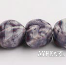 Porcelain Beads, Purple, 22mm stereo heart shape, Sold per 8.7-inch strand