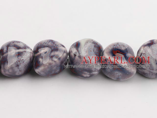 Porcelain Beads, Purple, 22mm stereo heart shape, Sold per 8.7-inch strand