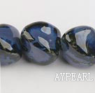 Porcelain Beads, Dark Blue, 22mm stereo heart shape, Sold per 8.7-inch strand
