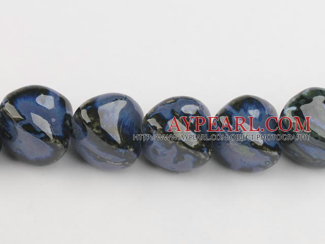 Porcelain Beads, Dark Blue, 22mm stereo heart shape, Sold per 8.7-inch strand