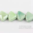 Porcelain Beads, Green, 8*15*22mm fan shape, Sold per 16.1-inch strand