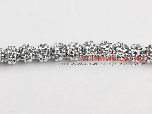 Acrylic bali beads,12mm,silver,Sold per 13.39-inch strand