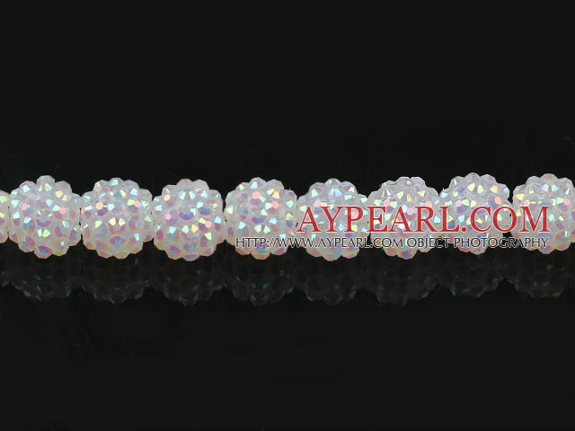 Acrylic bali beads,14mm,white,Sold per 13.39-inch strand