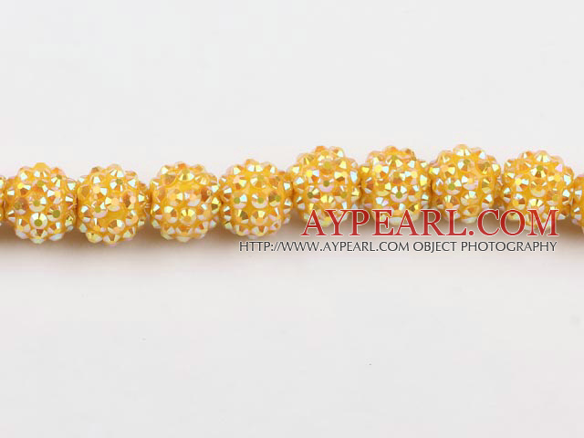 Acrylic bali beads,14mm,yellow,Sold per 13.39-inch strand