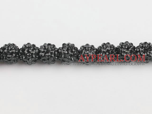 Acrylic bali beads,14mm,black,Sold per 13.39-inch strand
